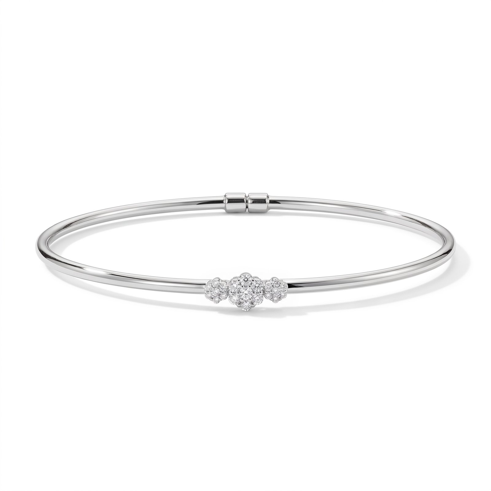 Mini Flowers Bangle with diamond flower motifs