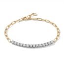 Half Tennis Bracelet with gold links and diamond-set section