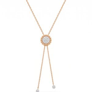 Flower Pendant Necklace in 18K gold with diamonds on white
