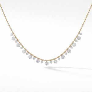 Flower Droplet Necklace in 18K gold with diamonds on white